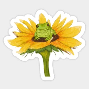 Sunflower Frog Sticker